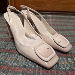 Santoni Dusty White/blush Slingback Heels
